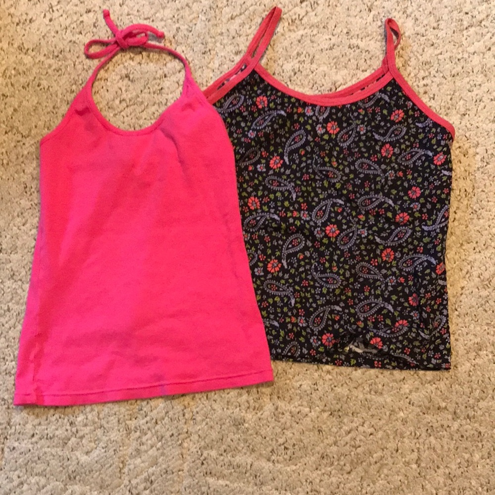 J. Crew halter top and black cami with flower and paisley design by Malaika.